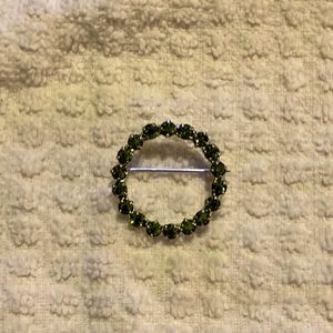 Green Crystal Circle Brooch